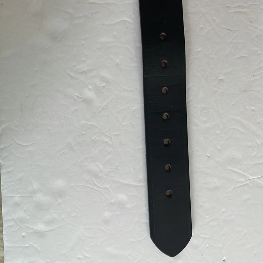 Boston Leather Belt 38 Black Gold Buckle 6505